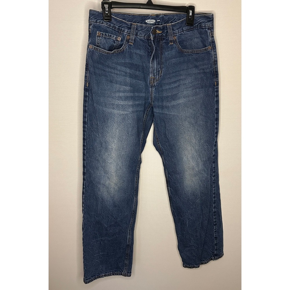 Old Navy Loose Fit Mens Blue Denim Distressed Jeans Size 33x30 Casual Work Pants
